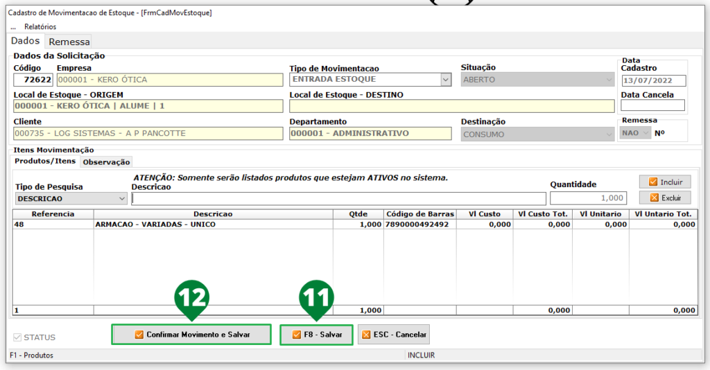 Como fazer um Movimentar de estoque